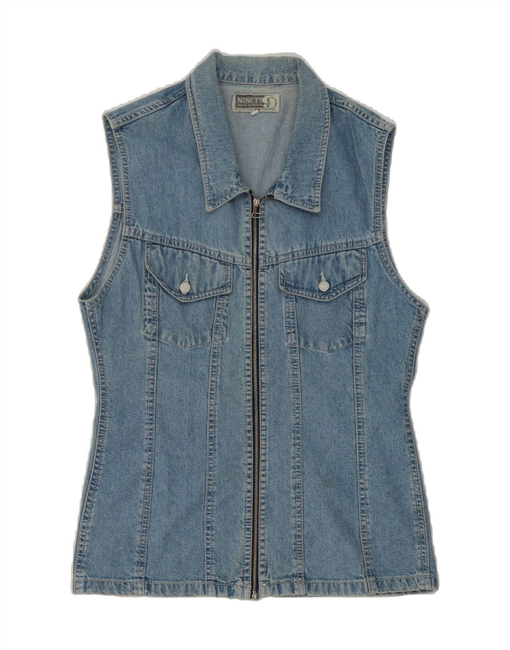 VINTAGE Womens Denim Gilet UK 12 Medium Blue Cotton Vintage Vintage and Second-Hand Vintage from Messina Hembry 