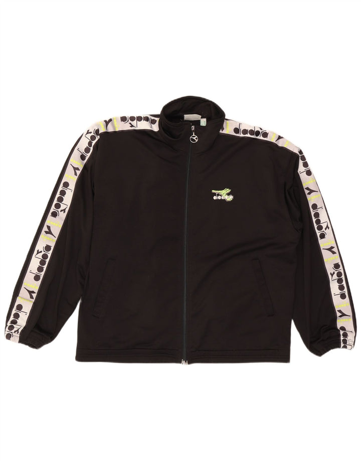 Мужской спортивный костюм Diadora с графическим рисунком UK 38, средний черный цвет с цветными блоками
