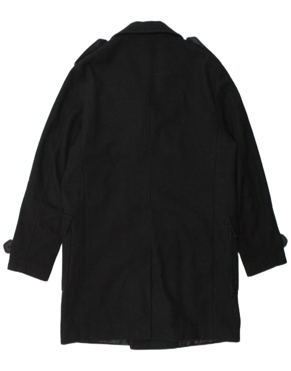 STANLEY ADAMS Мужское двубортное пальто в стиле милитари UK 40, большое черное