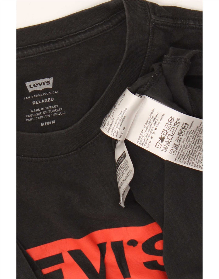 Мужская футболка свободного кроя Levi's с графическим рисунком, средний черный хлопковый топ
