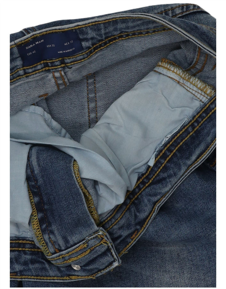 Мужские узкие джинсы Zara EU 42, большие W32 L29, синие, хлопок