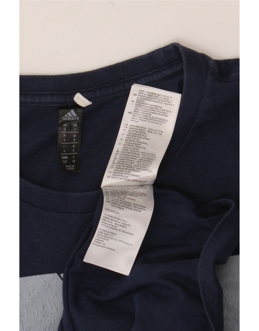 Мужская футболка Adidas с рисунком, маленькая, темно-синяя, хлопковая