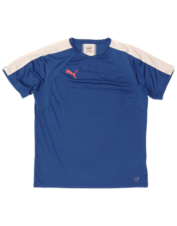 Puma Mens T-Shirt Top Large Blue Colourblock Polyester