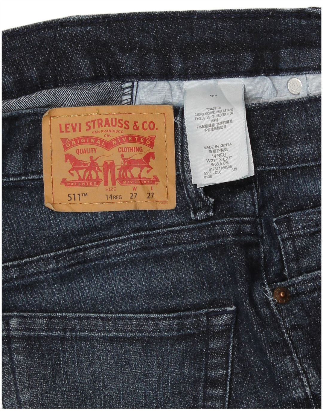 Джинсы LEVI'S Girls 511 Slim 13-14 лет W27 L27 Синий хлопок
