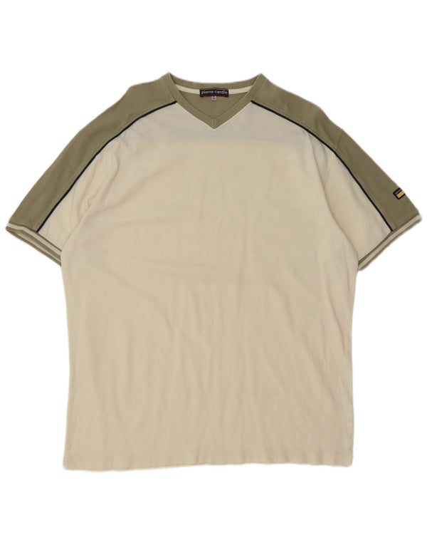 Мужская футболка Pierre Cardin Top 3XL Off White, хлопок с цветными блоками