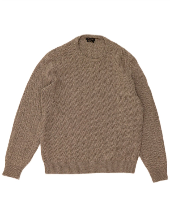 Женский джемпер с круглым вырезом Massimo Dutti, Великобритания, 18 XL, серый с узором «в елочку»