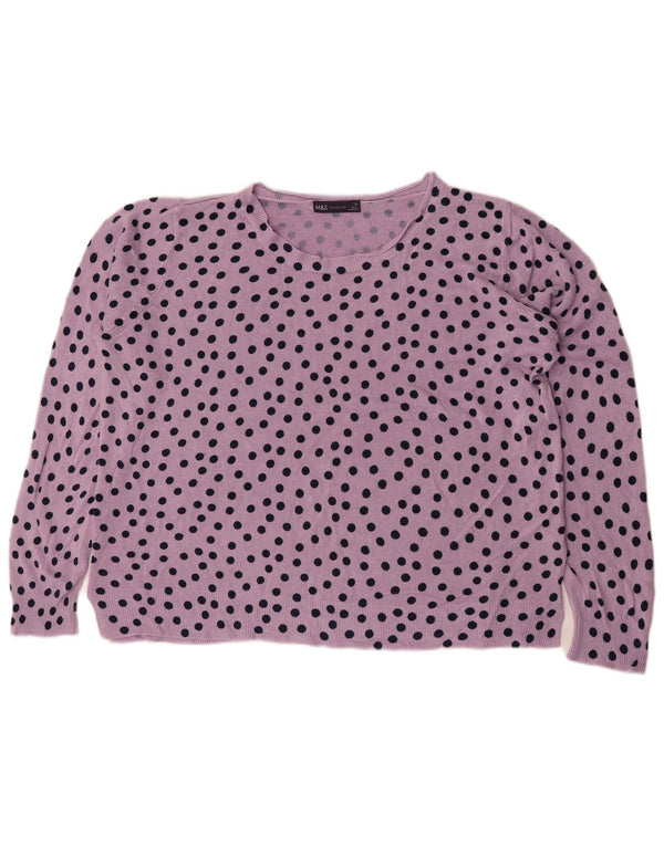 Женский джемпер с вырезом «лодочка» Marks & Spencer, Великобритания 20, 2XL, фиолетовый в горошек