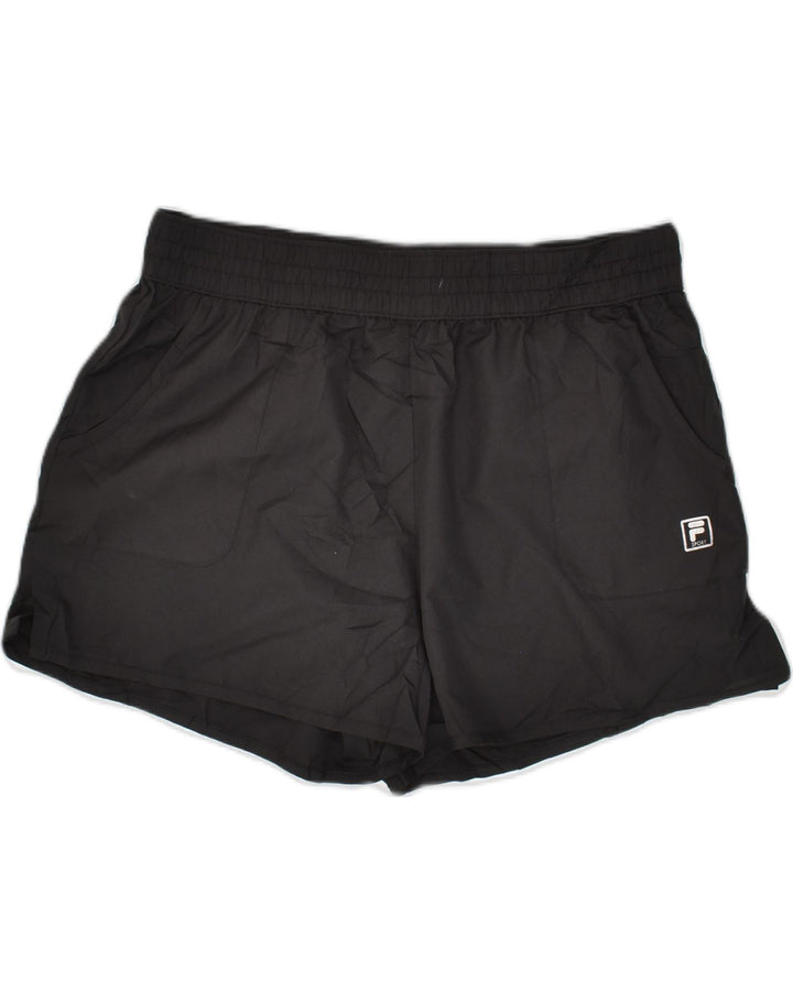 FILA Womens Sport Shorts UK 14 Large Black Polyester | Vintage Fila | Thrift | Second-Hand Fila | Used Clothing | Messina Hembry 