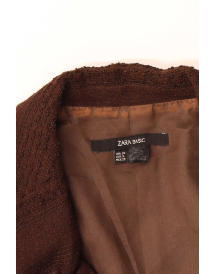 Женский пиджак на 1 пуговице Zara EU 38, маленькая коричневая шерсть в тонкую полоску