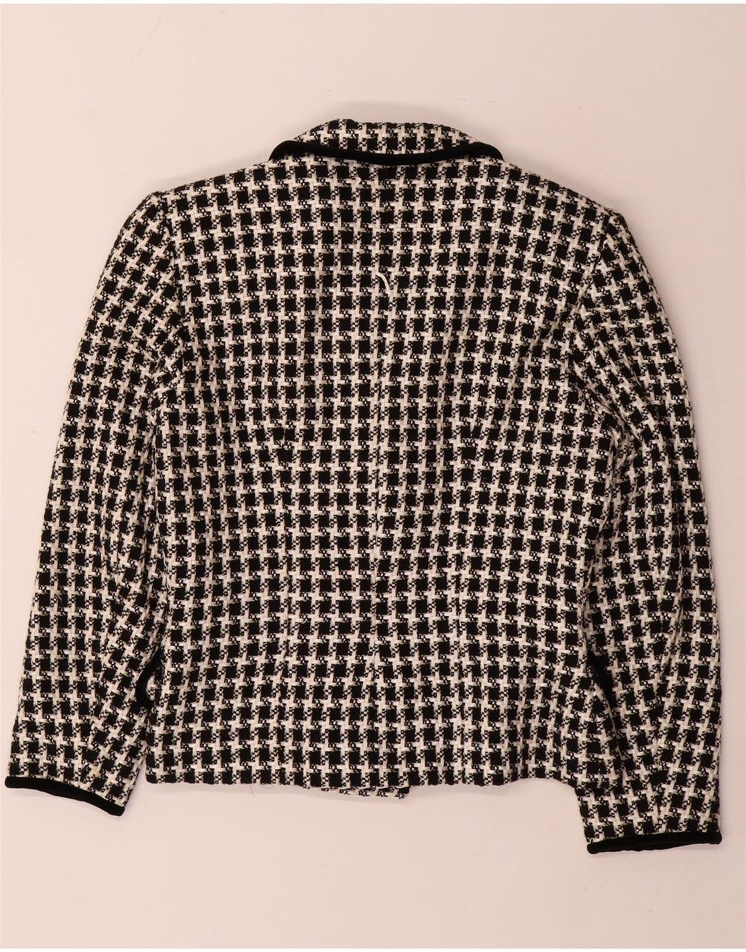 Винтажный женский двубортный пиджак, Великобритания 14, средний черный с узором «гусиные лапки»