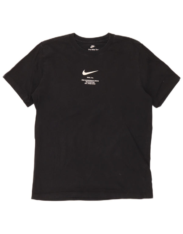 Мужская футболка с рисунком Nike Swoosh, средний черный хлопковый топ