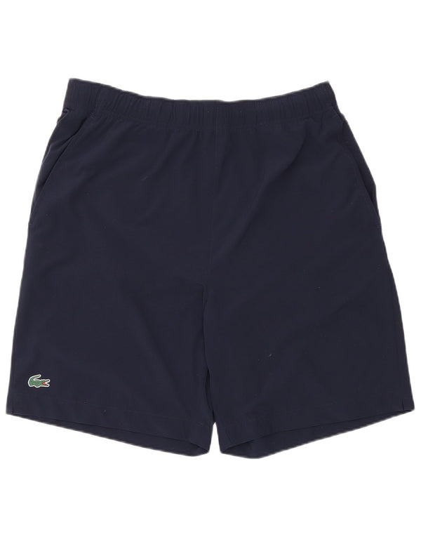Мужские спортивные шорты Lacoste с графическим рисунком, размер 4, средние, темно-синие, полиэстер