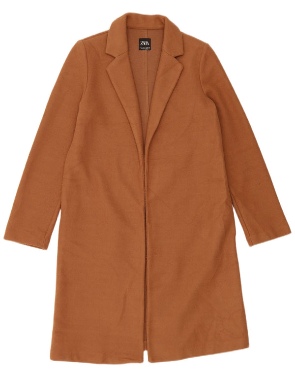 Женское пальто Zara UK 10, маленькое коричневое полиэстер