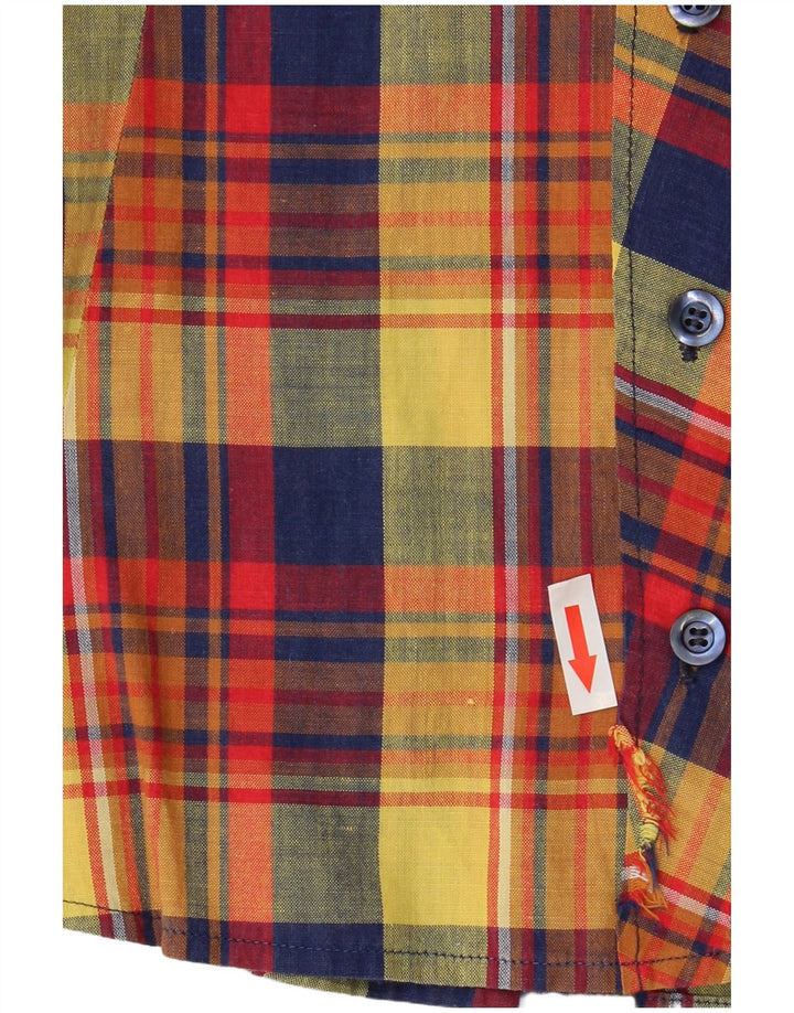 Женская рубашка с коротким рукавом VINTAGE UK 10, маленькая разноцветная клетка