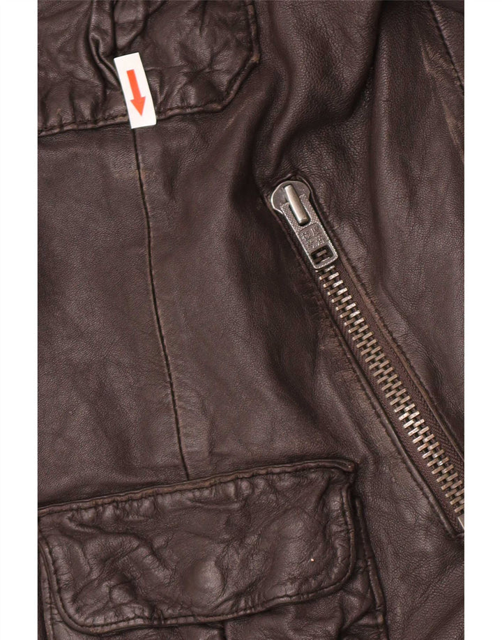 Мужская кожаная куртка Superdry в стиле милитари UK 42 XL Коричневая