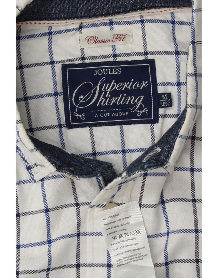 JOULES Мужская рубашка классического кроя, средний размер, белая клетка, хлопок