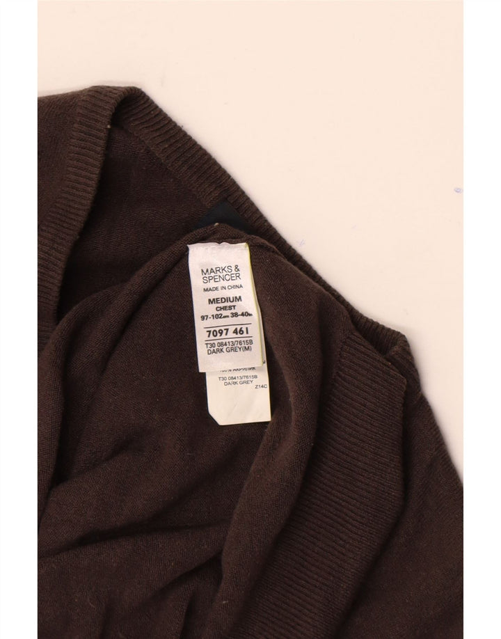 Мужской свитер с v-образным вырезом Marks & Spencer Blue Harbour, средний коричневый