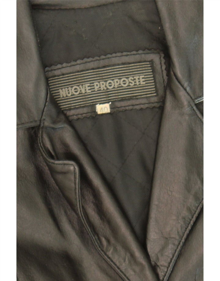 VINTAGE Womens Leather Jacket EU 40 Medium Black Leather Vintage Vintage and Second-Hand Vintage from Messina Hembry 