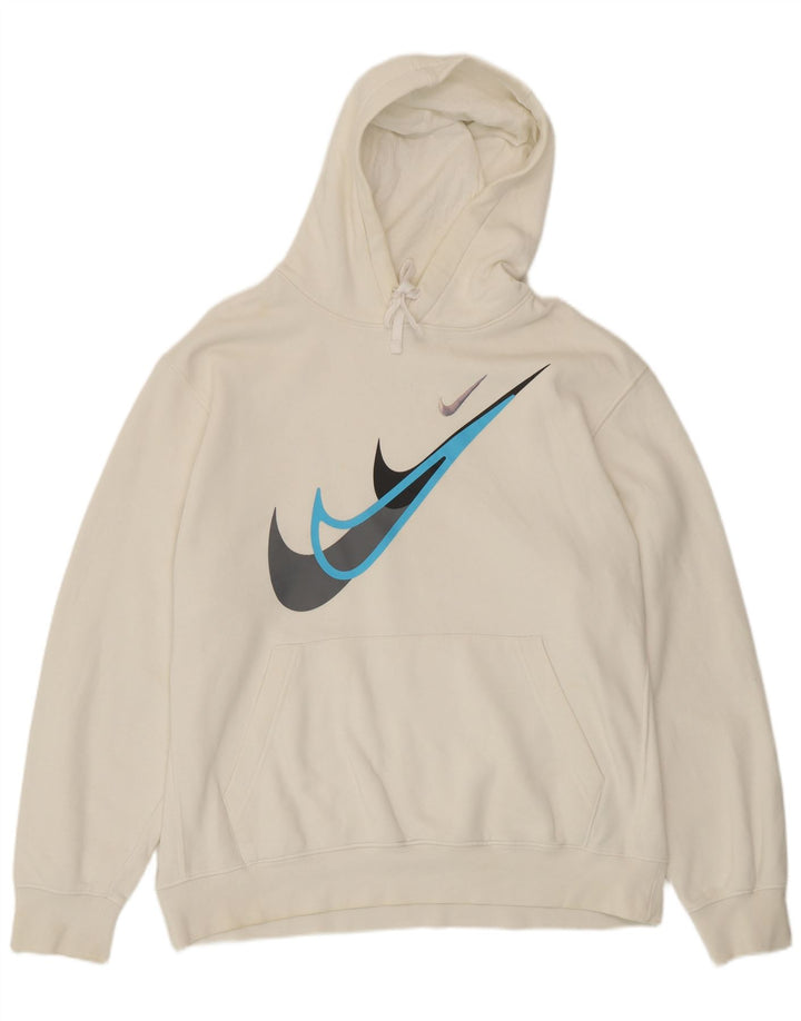 Мужской джемпер с капюшоном с графическим рисунком Nike, большой размер, белый хлопок, хлопок