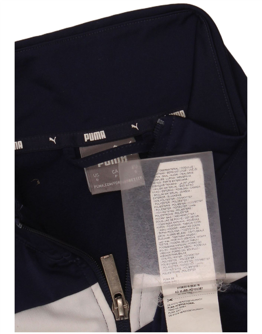 Мужской спортивный костюм PUMA, верхняя куртка, маленький темно-синий, полиэстер с цветными блоками