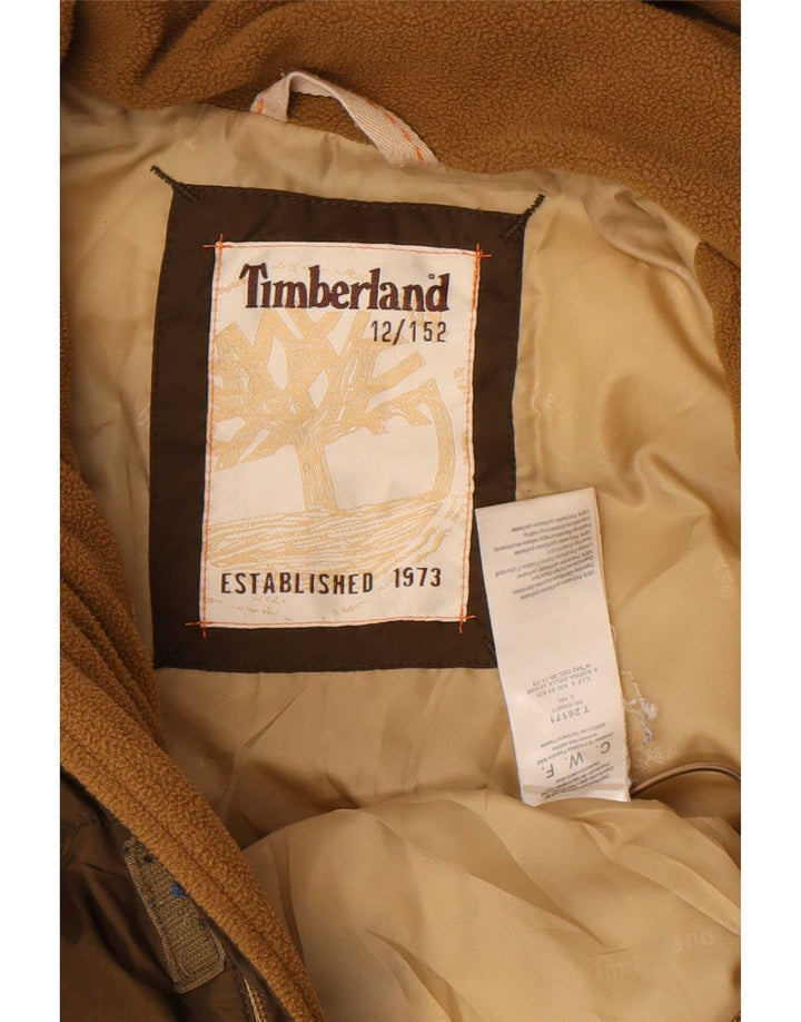 Утепленная куртка Timberland для мальчиков с капюшоном и графическим рисунком, 11–12 лет, коричневый полиэстер