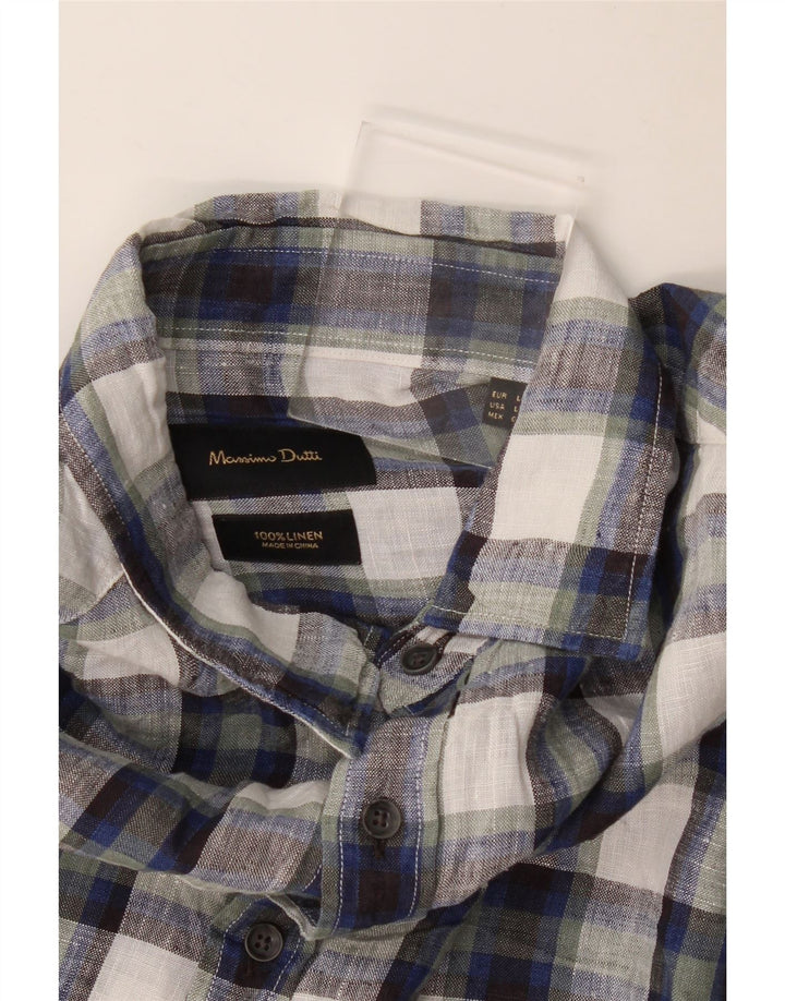 Мужская рубашка Massimo Dutti, большая темно-синяя клетка в клетку