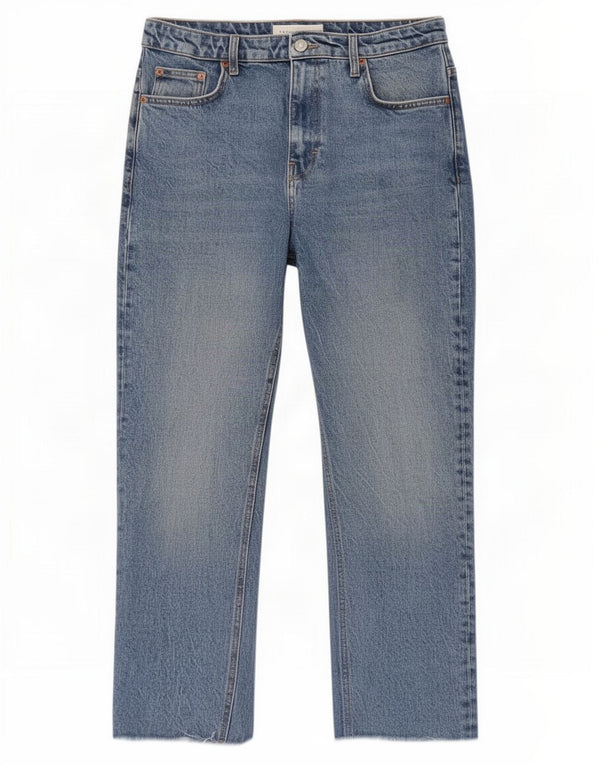 Topshop Womens Crop High Waist Straight Jeans W30 L24 Blue Cotton