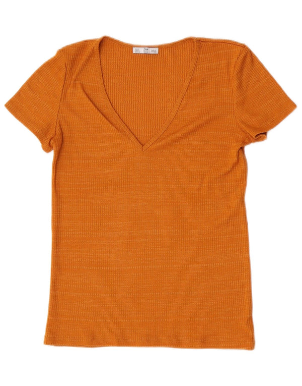Женская футболка Zara Top UK 10, маленькая оранжевая