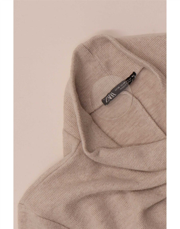 Женское платье прямого кроя с рукавом 3/4 Zara UK 12, средний бежевый