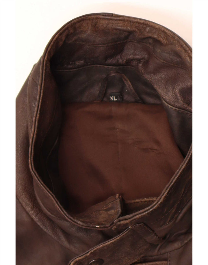 Винтажная мужская кожаная куртка UK 42 XL Коричневая