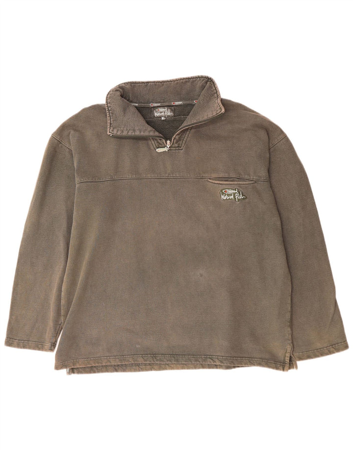 WEIRD FISH Мужской свитшот с воротником на молнии, джемпер XL, серый хлопок