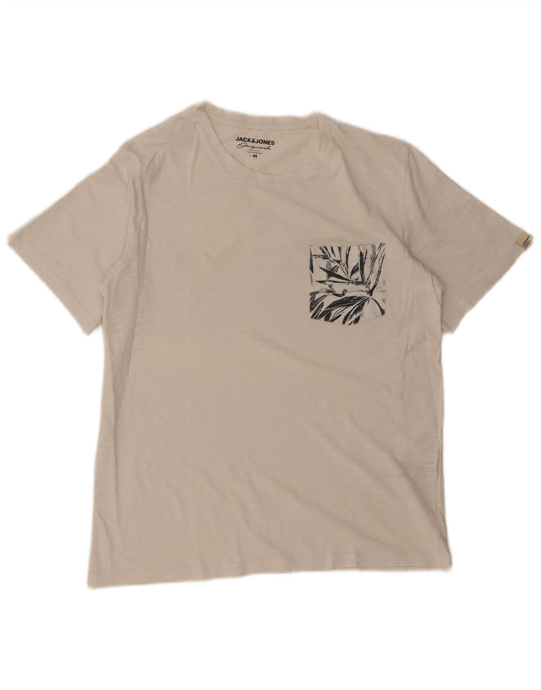 JACK & JONES Мужская футболка из хлопка среднего размера белого цвета с цветочным принтом