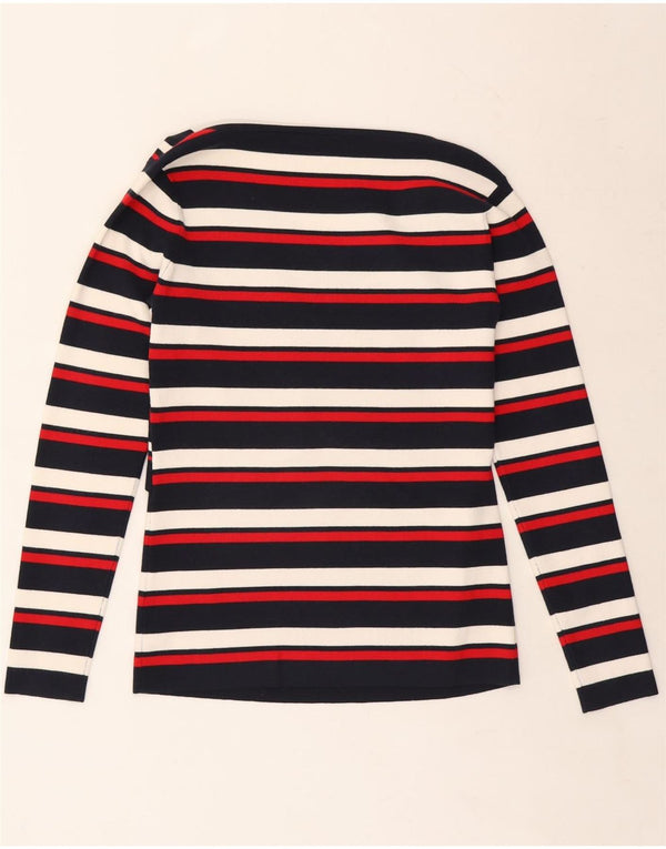 KAREN MILLEN Womens Top Long Sleeve UK 14 Large Multicoloured Striped
