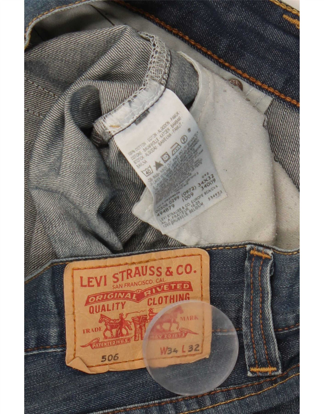 Мужские прямые джинсы Levi's 506 W34 L32 синие, хлопок
