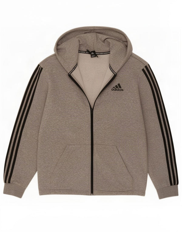Мужской свитер с капюшоном на молнии Adidas среднего серого цвета, хлопок с крапинками