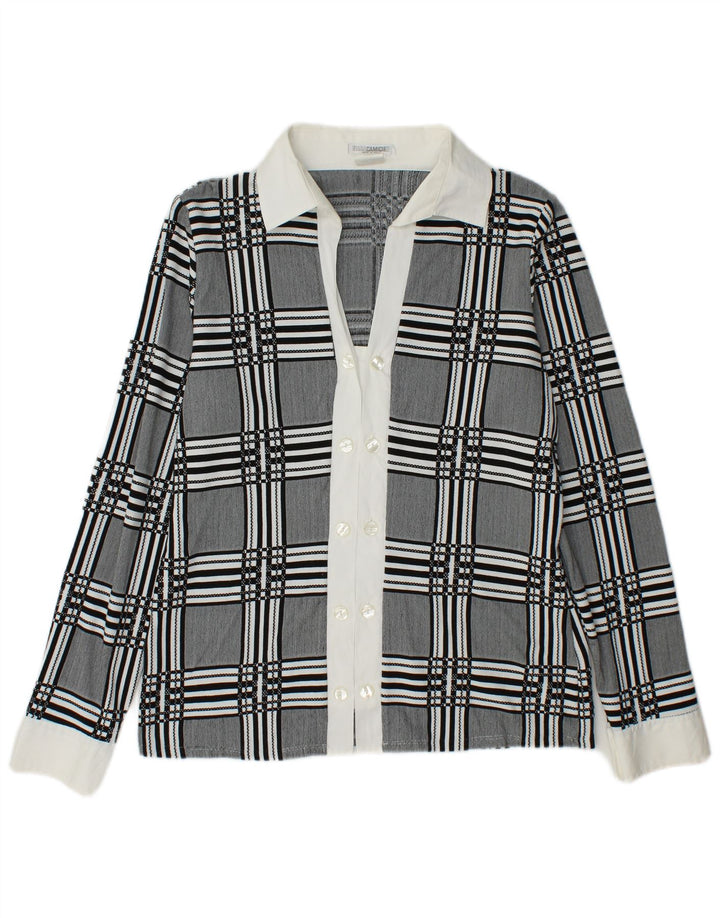 NARACAMICIE Женская двубортная блузка-рубашка UK 14, средний серый цвет в клетку