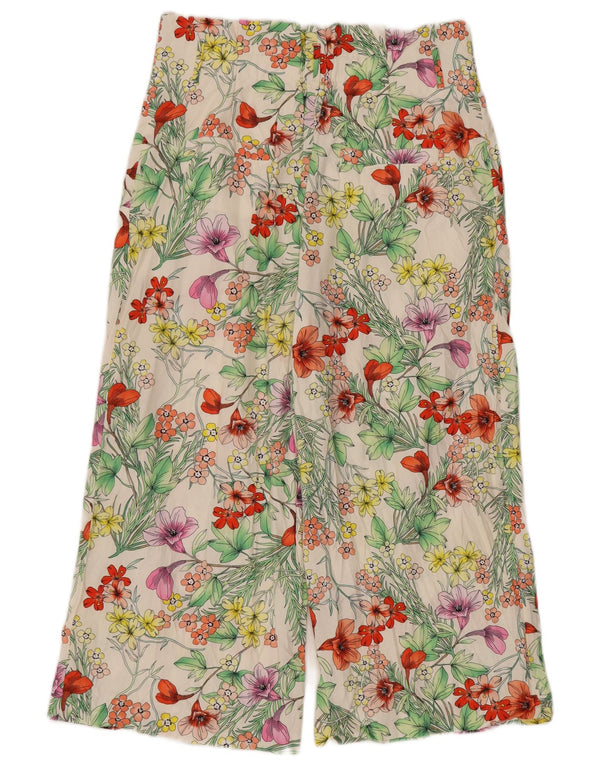 Женские широкие капри Zara, большие W34 L22, разноцветные с цветочным принтом