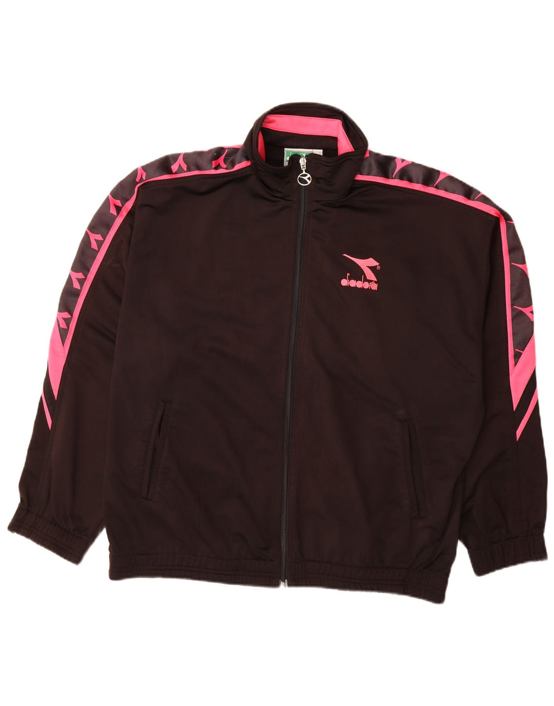 Мужской спортивный костюм Diadora UK 42, большой черный полиэстер с цветными блоками