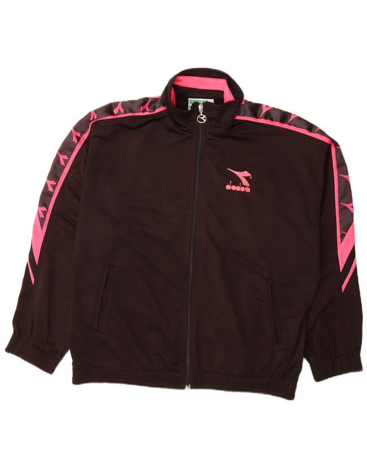 Мужской спортивный костюм Diadora UK 42, большой черный полиэстер с цветными блоками
