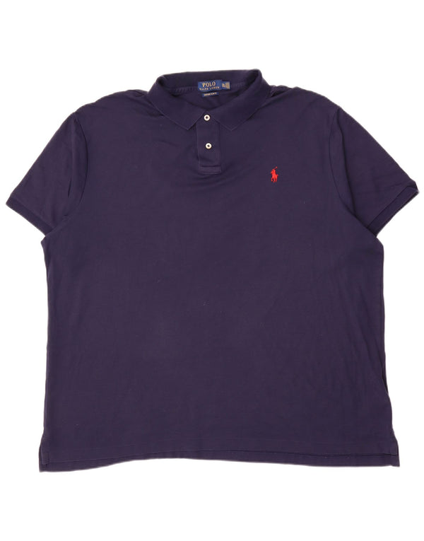 Мужская приталенная рубашка поло Polo Ralph Lauren 2XL, темно-синяя, хлопок