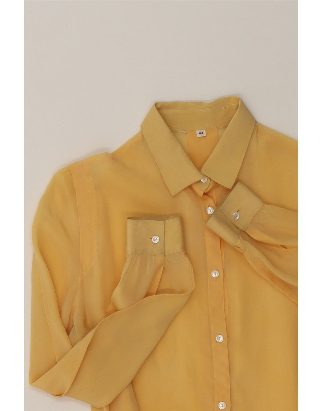 VINTAGE Womens Shirt Blouse IT 44 Medium Yellow Acetate Vintage Vintage and Second-Hand Vintage from Messina Hembry 