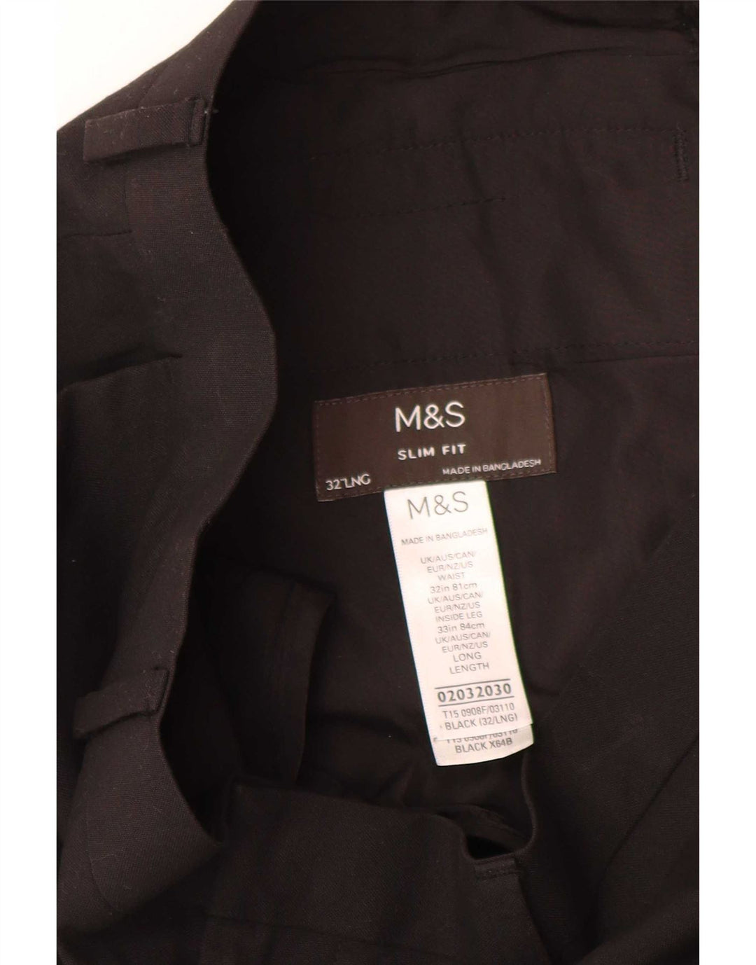 Мужские брюки узкого кроя Marks & Spencer W32 L33, черный полиэстер