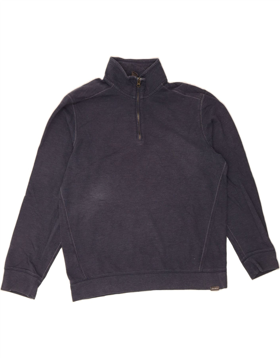 EDDIE BAUER Mens Zip Neck Sweatshirt Jumper Medium Navy Blue Cotton Vintage Eddie Bauer and Second-Hand Eddie Bauer from Messina Hembry 