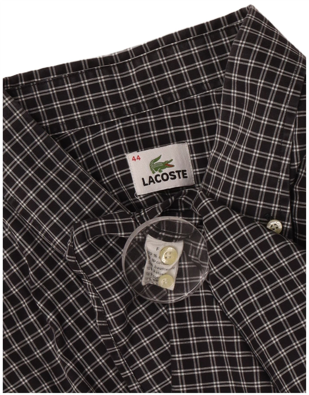 Мужская рубашка Lacoste, размер 44 XL, черный хлопок в клетку