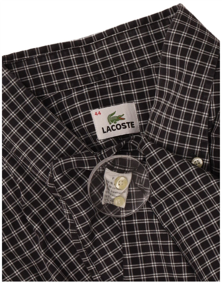 Мужская рубашка Lacoste, размер 44 XL, черный хлопок в клетку