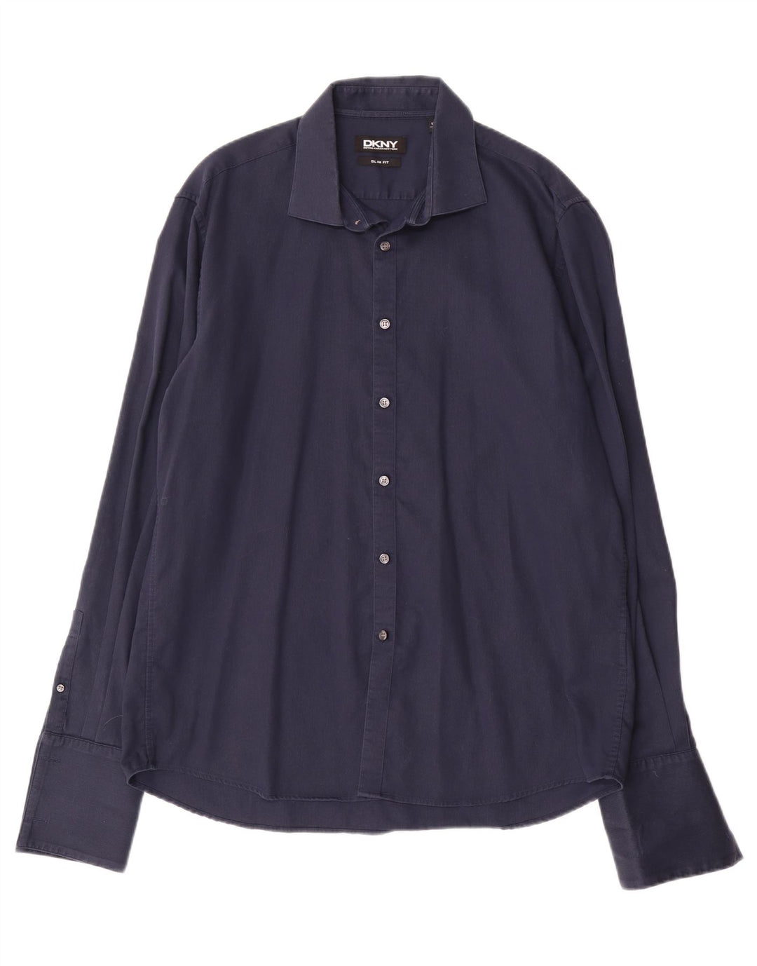 Мужская рубашка приталенного кроя DKNY, размер 17 1/2 44 XL, темно-синяя, хлопок