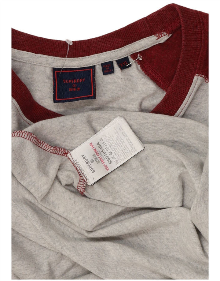 Мужской топ Superdry с длинным рукавом 2XL, серый хлопок с цветными блоками