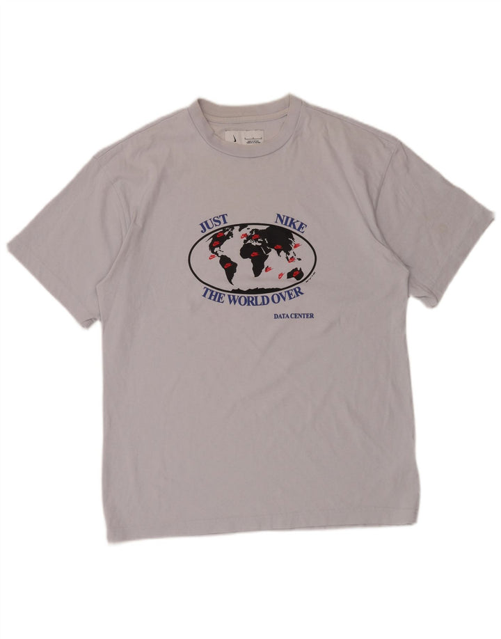 Мужская футболка с рисунком NIKE, хлопковый топ среднего размера, белого цвета