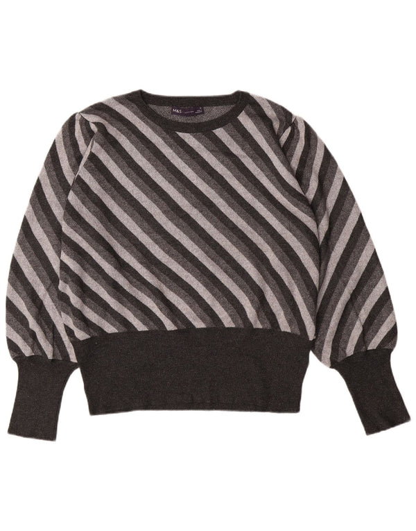 Женский джемпер с круглым вырезом MARKS & SPENCER UK 18 XL, серый в полоску