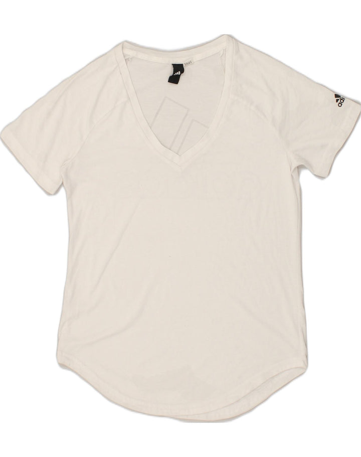 ADIDAS Womens T-Shirt Top UK 10 Small White | Vintage Adidas | Thrift | Second-Hand Adidas | Used Clothing | Messina Hembry 